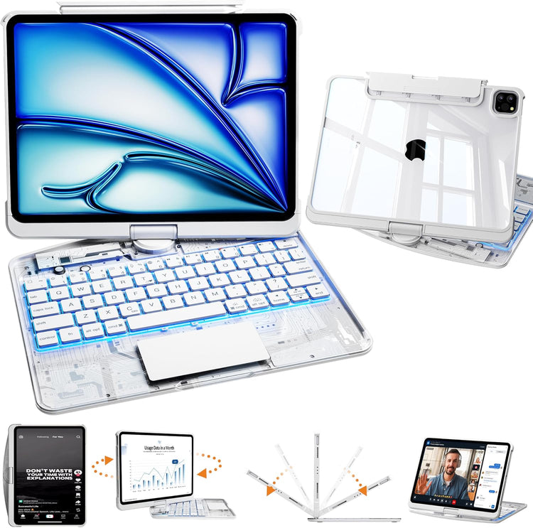 Transparent Rotating iPad Keyboard Case